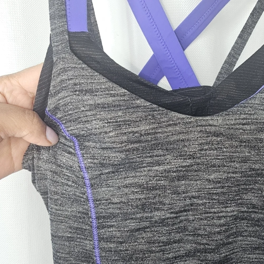 Lululemon Tank Top Womens 6 Heathered Black Purple Athletic Racerback Yoga